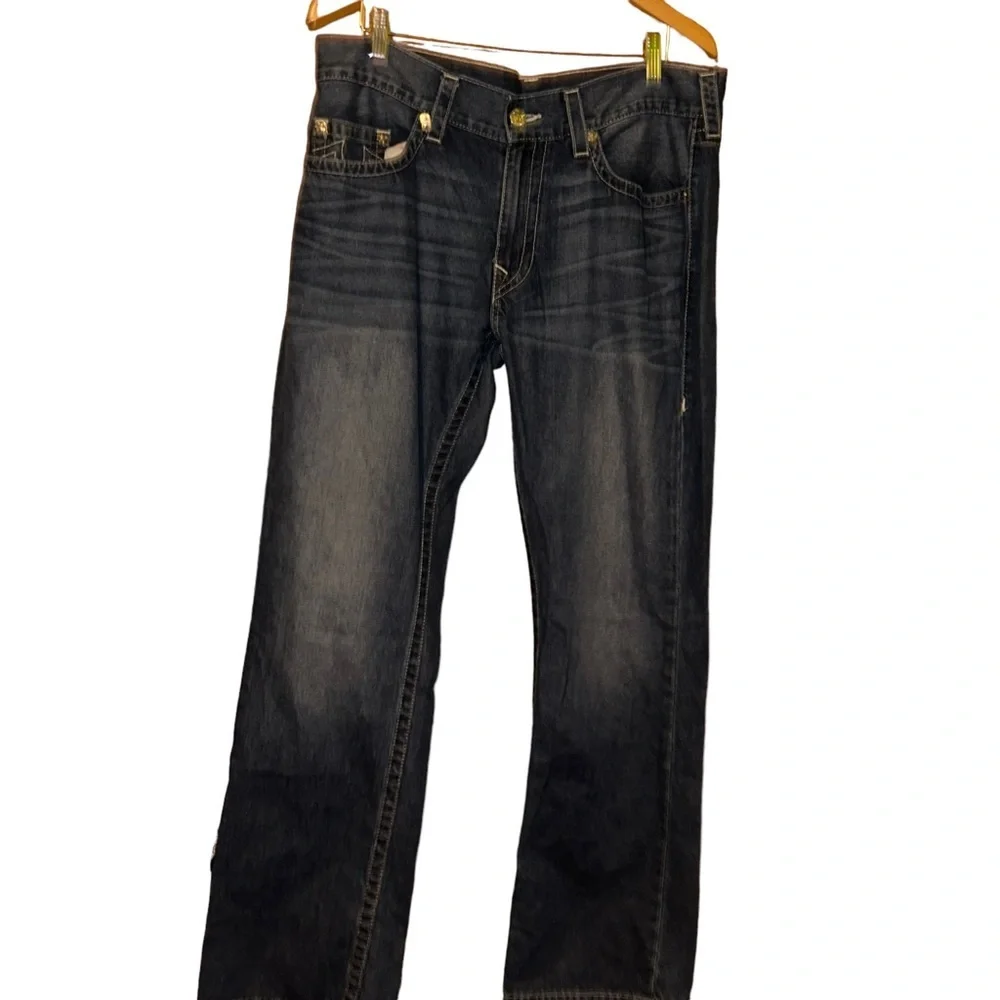 Men true religion blue jeans straight size 36 denim pants